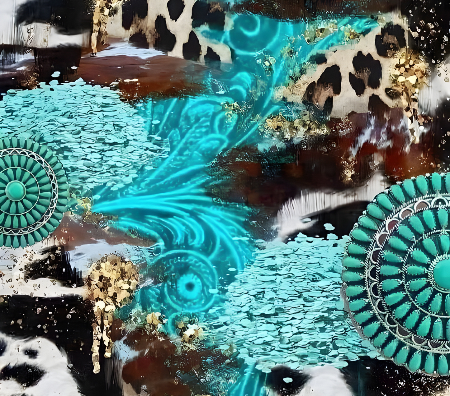 Leopard Print with Cowhide Glitter and Teal Feathers Tumbler