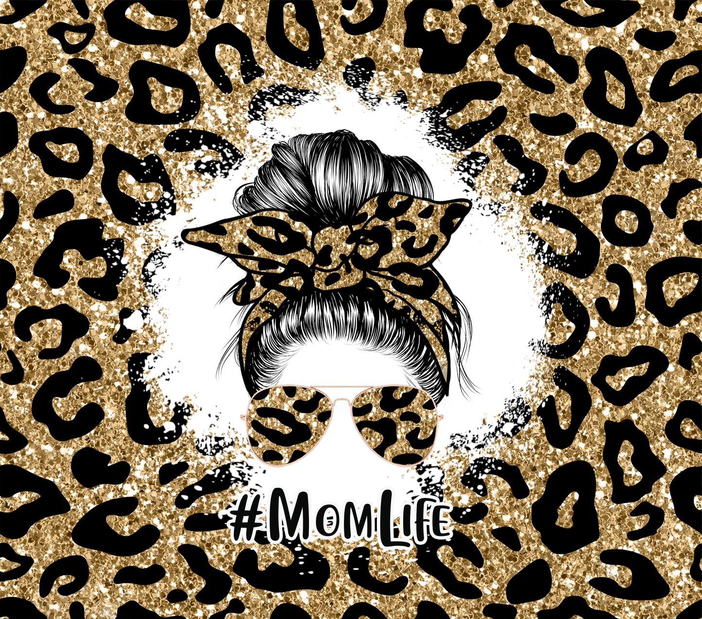 Glitter Leopard Print Mom Life Tumbler