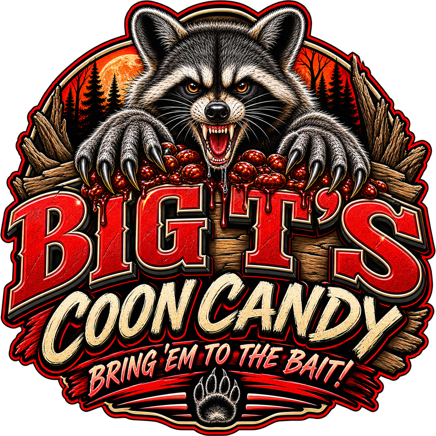 Big T's Coon Candy Logo Sticker
