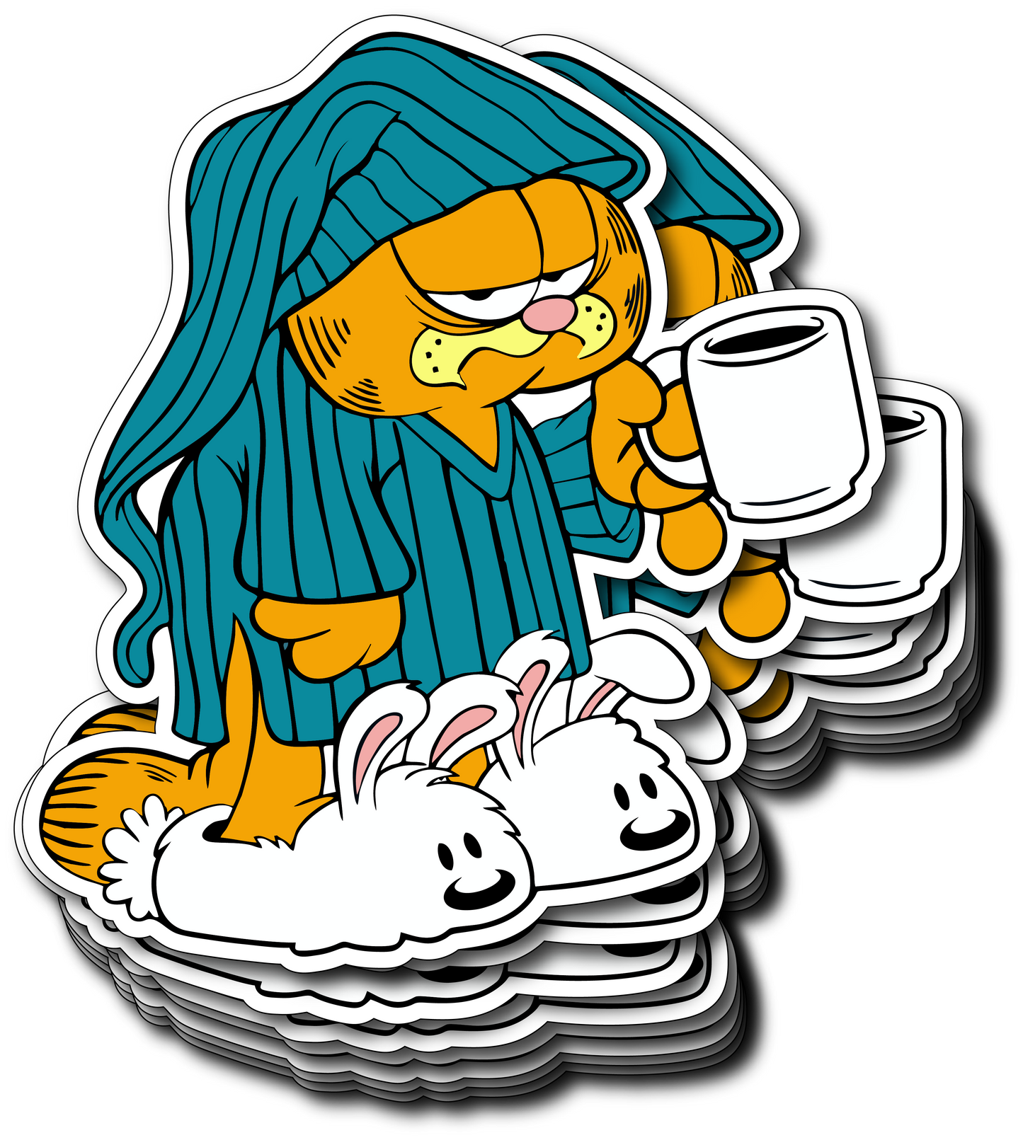 Garfield Drinking Coffee Vinyl Sticker