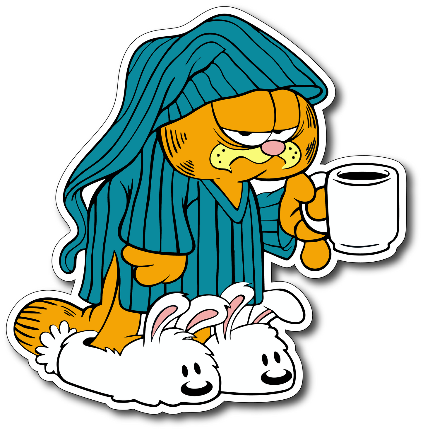 Garfield Drinking Coffee Vinyl Sticker