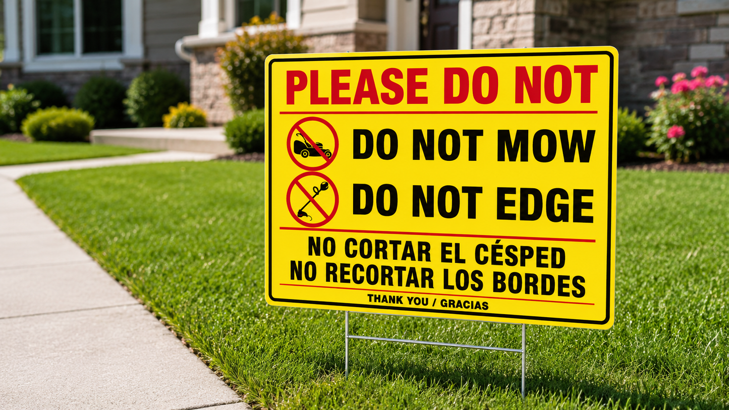 "DO NOT MOW - DO NOT EDGE" Corrugated Plastic Sign