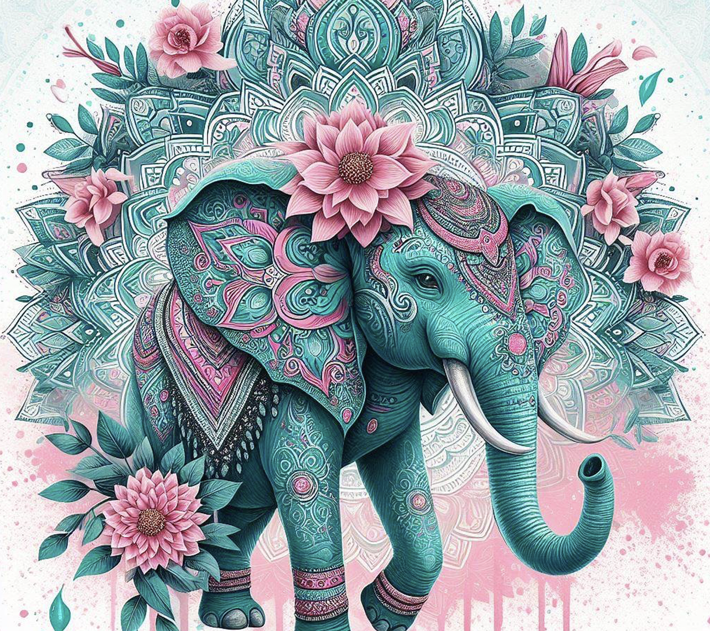 Elephant Art with Flowers Tumbler