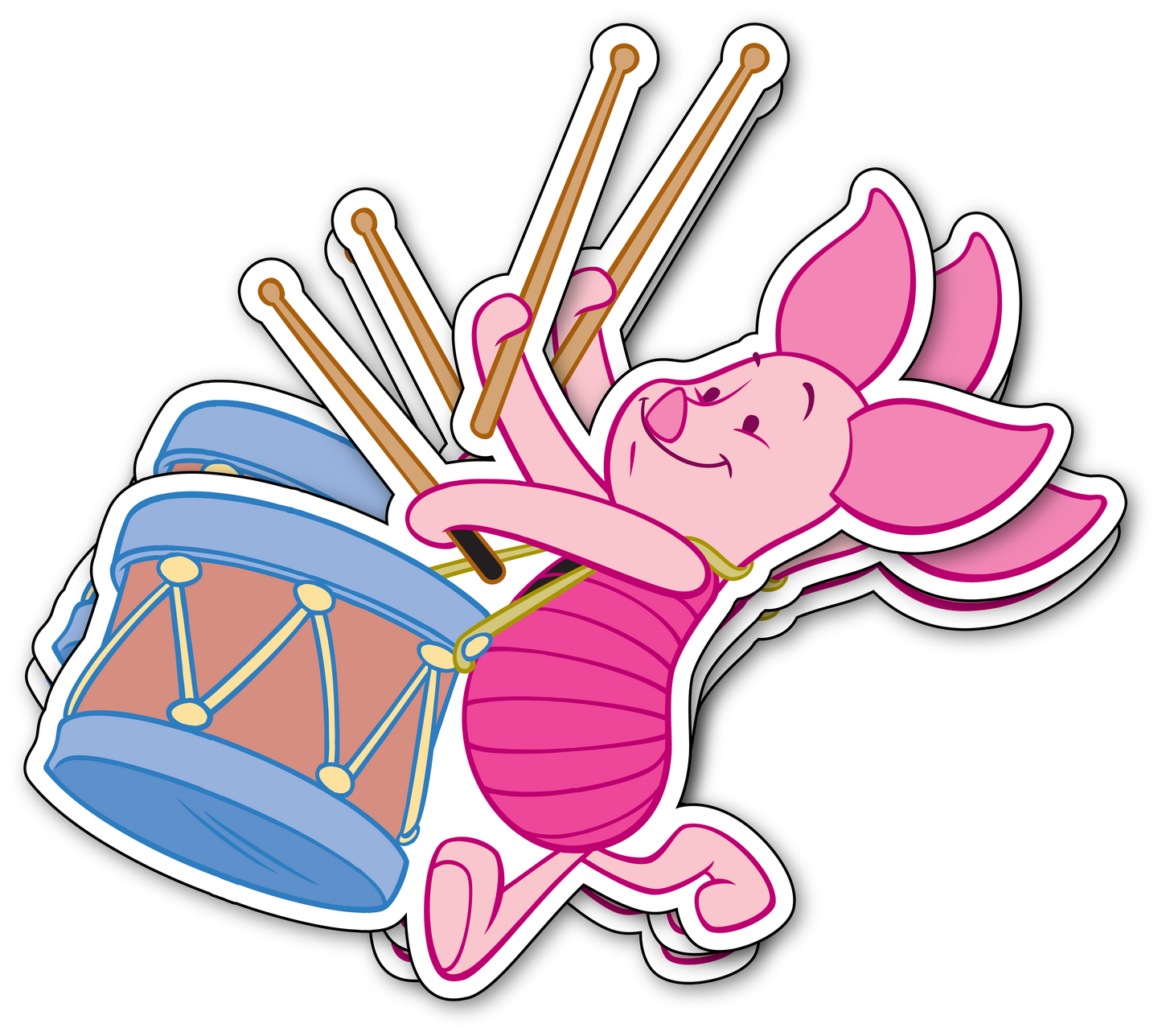 Drumming Piglet Vinyl Sticker