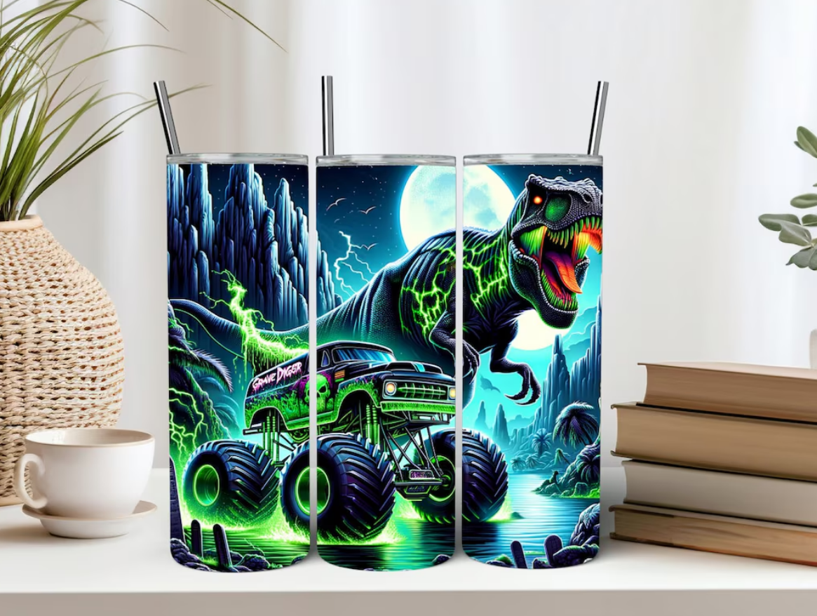 Grave Digger Dinosaur Tumbler