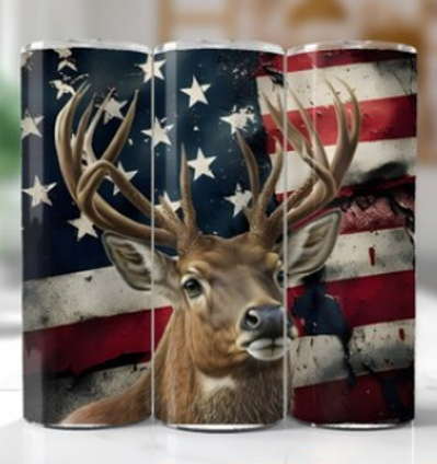 Deer with American Flag Tumbler