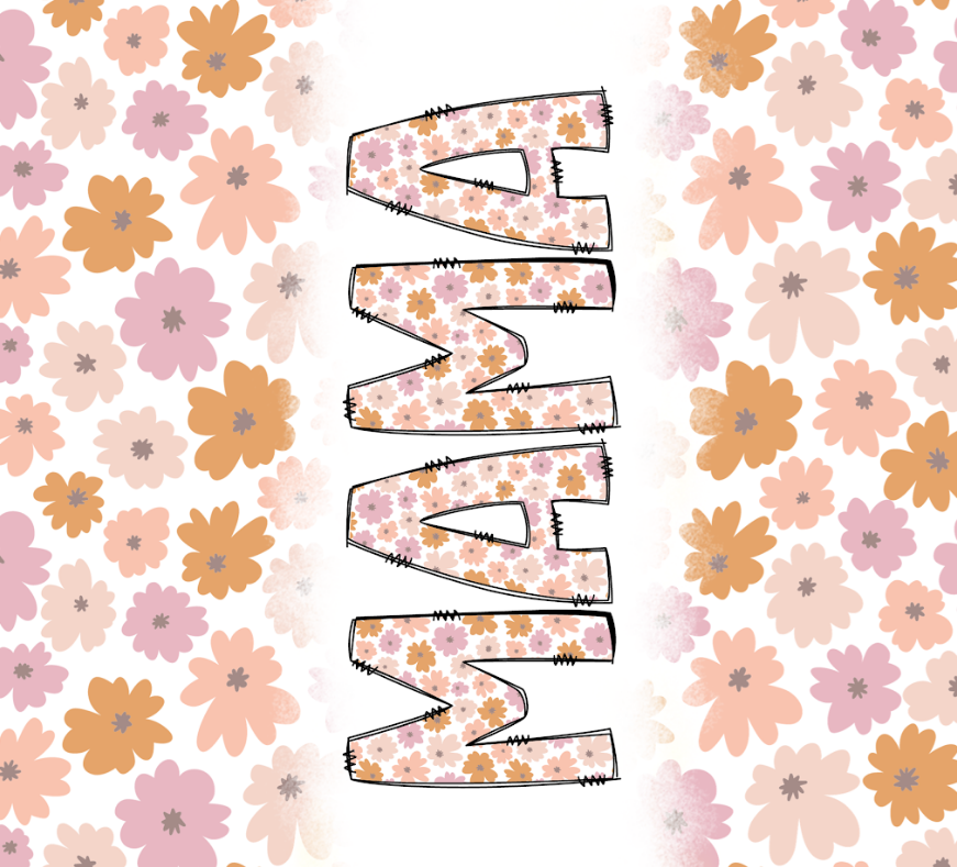 Mama with Pink and Orange Flowers Tumbler