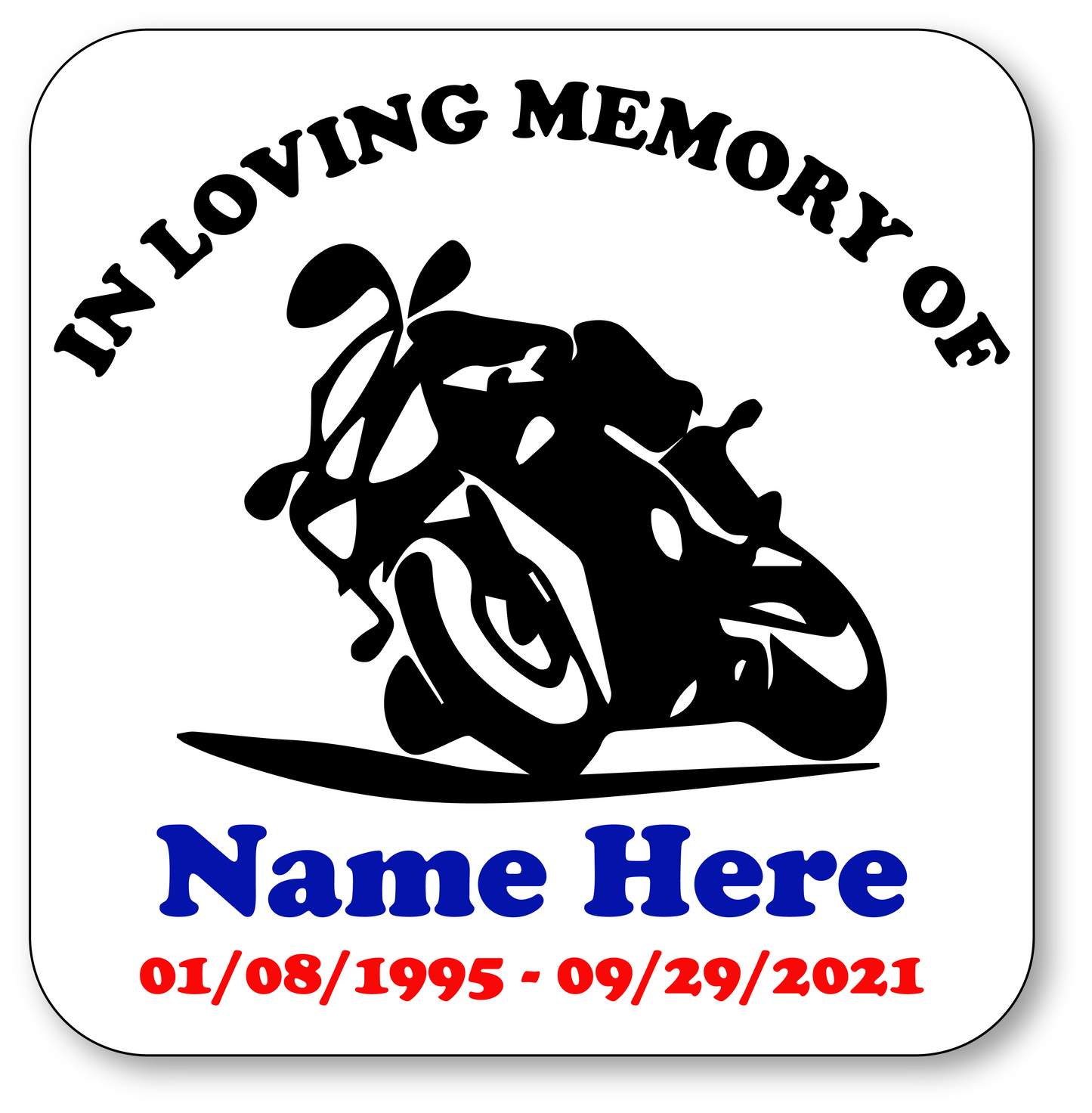 Motorcycle - In Loving Memory Of - Vinyl Sticker (#1)