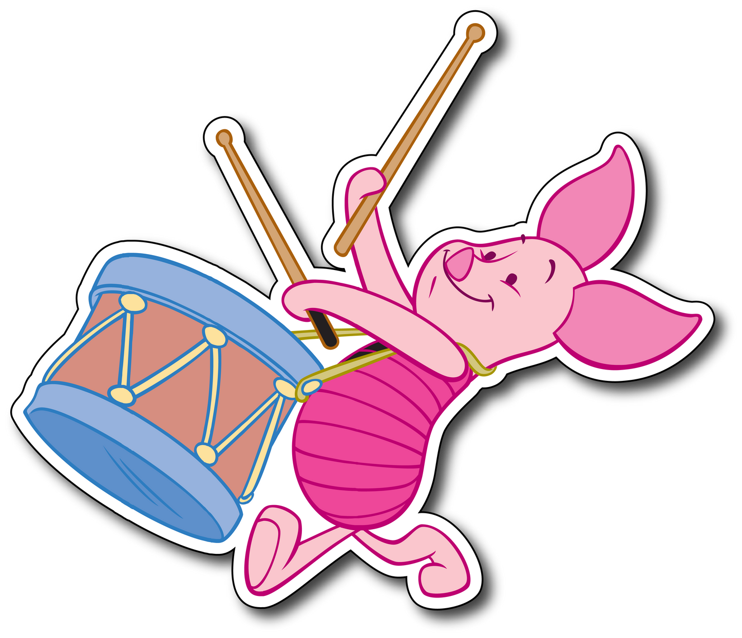 Drumming Piglet Vinyl Sticker