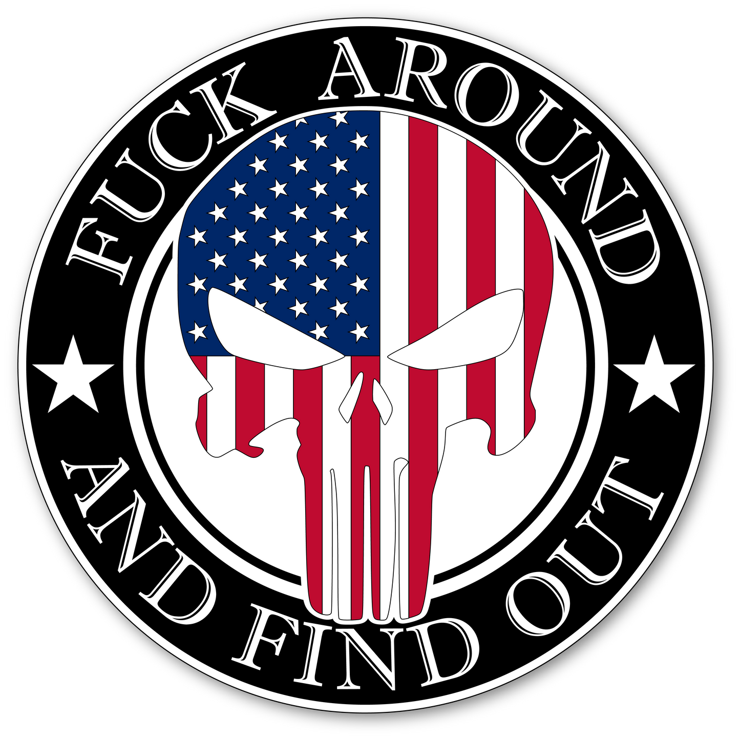 Punisher Skull American Flag "Fuck Around And Find Out" Vinyl Sticker