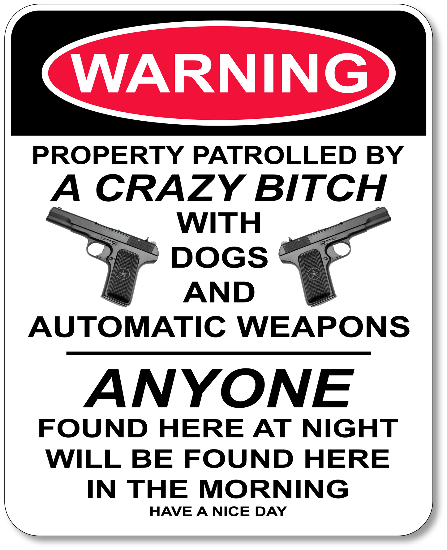 Crazy Bitch Sign - Vinyl Sticker