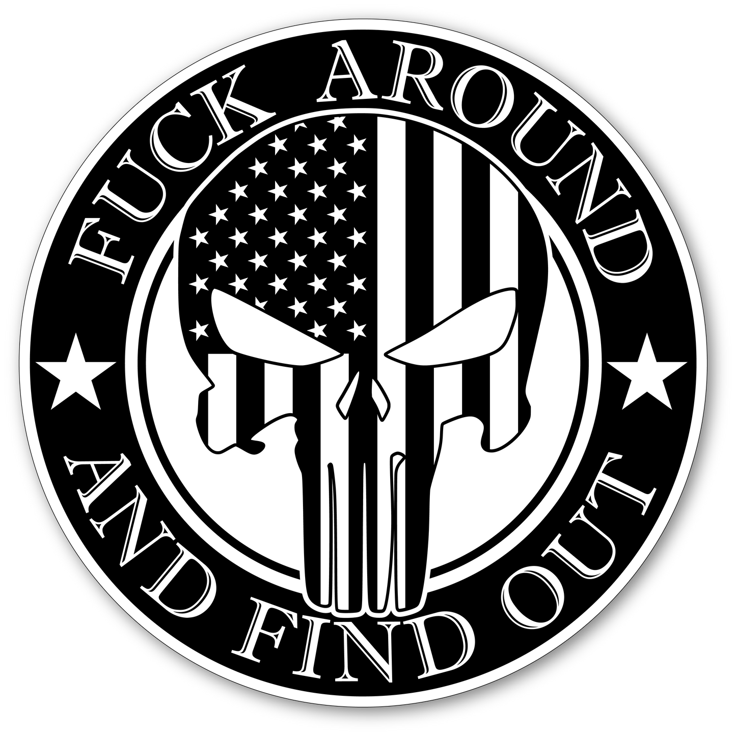 Punisher Skull American Flag "Fuck Around And Find Out" Vinyl Sticker