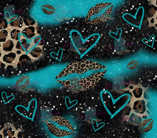 Leopard Print Lips with Teal Hearts Tumbler