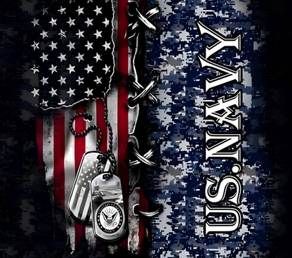 US Navy Flag with Dog tags Tumbler