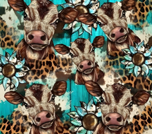 Cows with Leopard print and Teal Woodgrain Tumbler