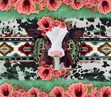 Cow with Pink Flowers and Cow PrintTumbler