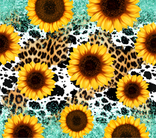 Leopard and Cow Print with Sunflowers and Teal Glitter Tumbler