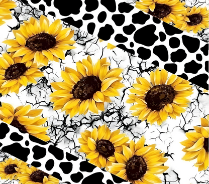 Sunflowers with Marble Cow Print Tumbler