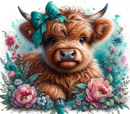 Baby Highland Cow with Flowers Tumbler