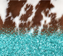 Blue Glitter with Brown Cowhide Tumbler