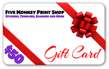 $50 Five Monkey Print Shop Gift Card