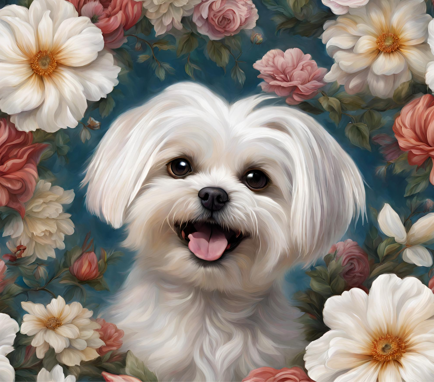 Maltese Dog with FLowers Tumbler