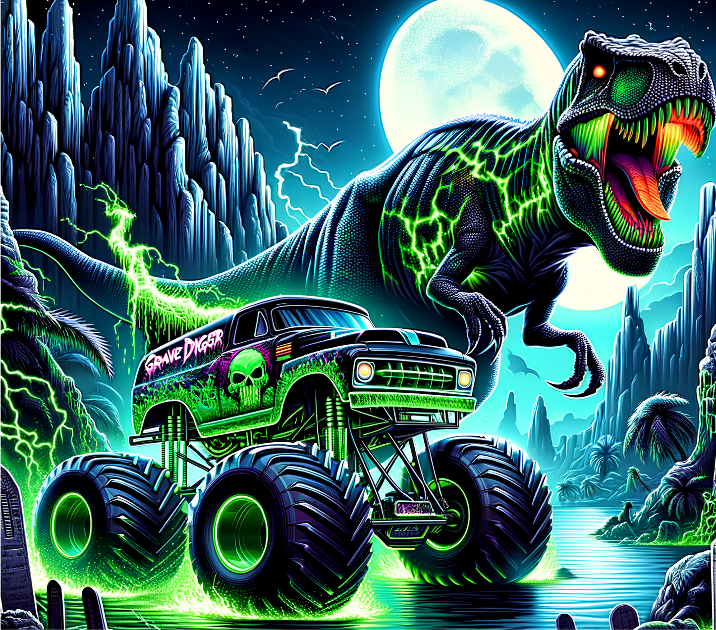 Grave Digger Dinosaur Tumbler