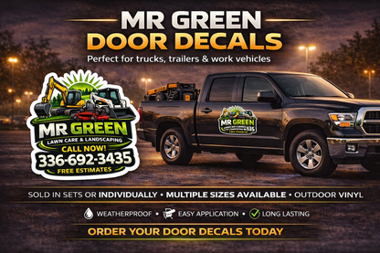 Mr. Green Lawn Care & Landscaping Door Decal (Set of 2)
