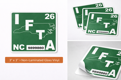 State Fuel Tax Decals - IFTA Compliance Vinyl Sticker - 3"x3"
