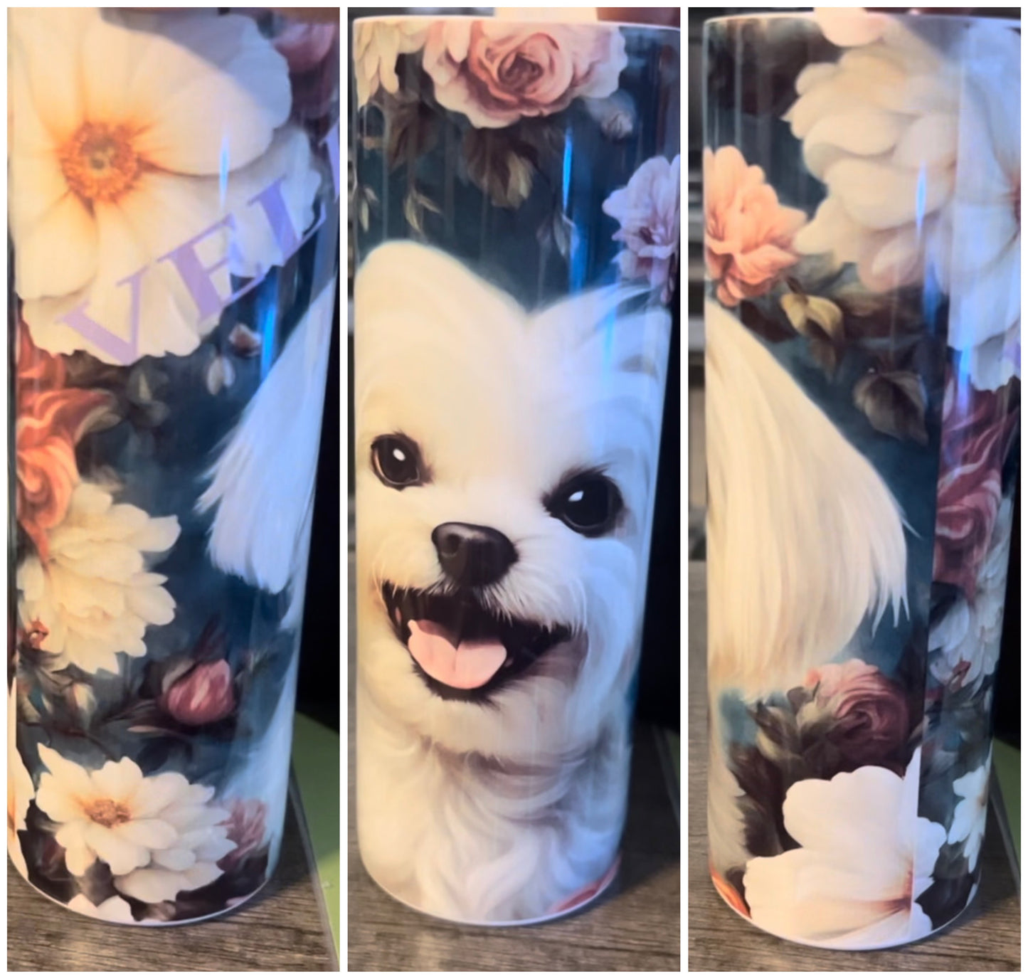 Maltese Dog with FLowers Tumbler