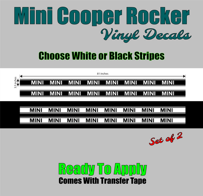 Mini Cooper Rocker Panel Stripes (#2) | 81"w x 3.5"h (Set of 2)