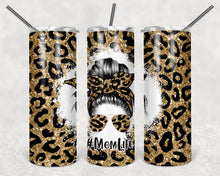 Glitter Leopard Print Mom Life Tumbler