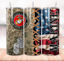 US Marines Flag with Dogtags Tumbler