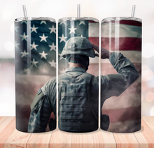 Soldier Saluting Flag Tumbler