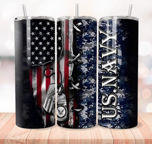 US Navy Flag with Dog tags Tumbler