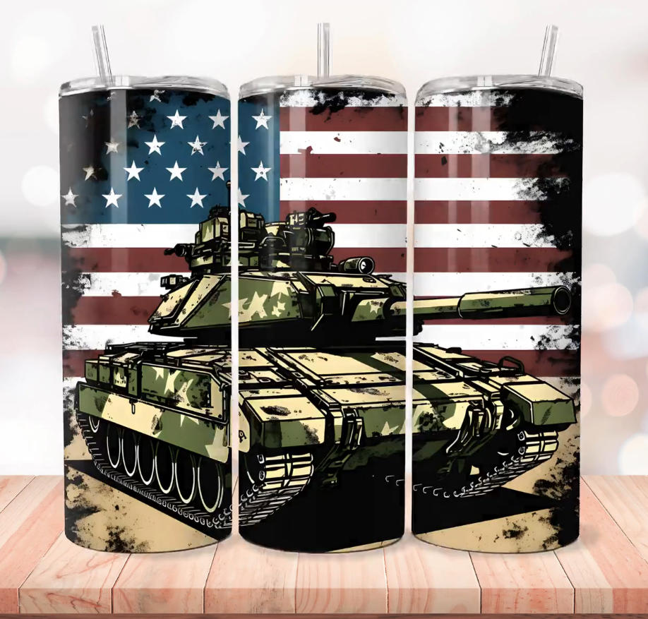 Camo Tank with Flag Tumbler