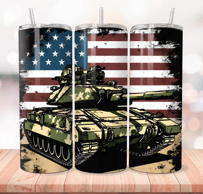 Camo Tank with Flag Tumbler