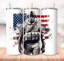 Soldier & Flag with White Background Tumbler