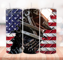 Mechanic Tools with Flag Tumbler