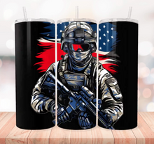 Soldier & Flag with Black Background Tumbler