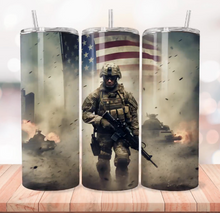 Soldier with Explosion Background Tumbler