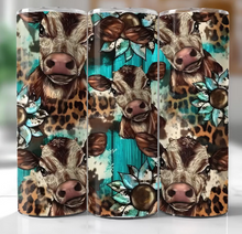 Cows with Leopard print and Teal Woodgrain Tumbler