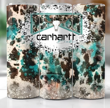 Brown Cowhide with Teal Skull and Carhartt Tumbler