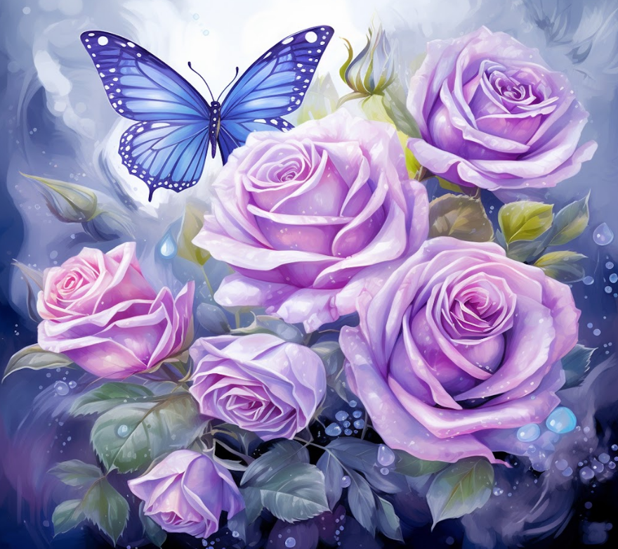 Purple Butterfly  & Flowers Tumbler
