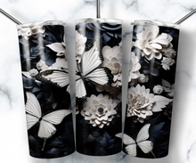 White Butterflies & Flowers Tumbler