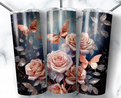 Pink Flowers & Roses Tumbler