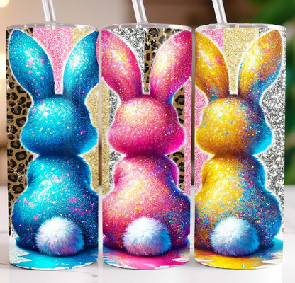 Leopard and Glitter Bunny  Tumbler