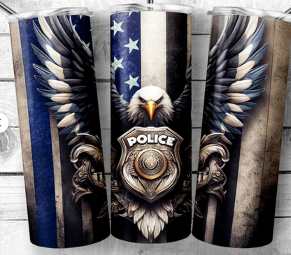 Police badge with Flag Tumbler