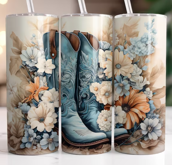Boots with Flowers Tumbler