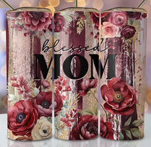 Blessed Mom with Red Flowers Tumbler